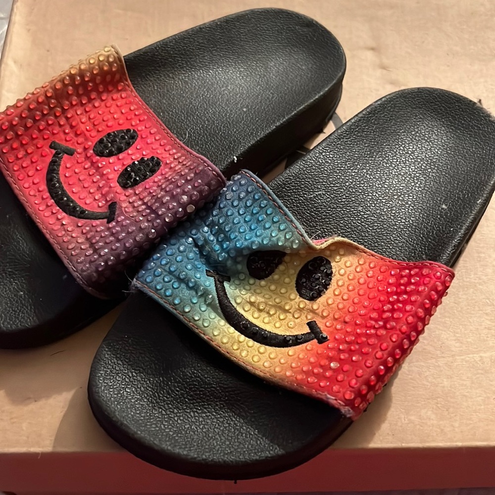 Little girl slides